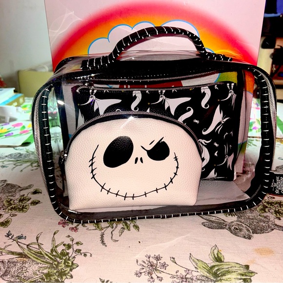Nightmare before Christmas Jack Skellington Three piece makeup cosmetic bag set. - Picture 1 of 9